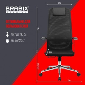 Кресло BRABIX PREMIUM "Ultimate EX-801" хром, плотная двойная сетка Х2, черное, 532917 в Пойковском - poikovskii.mebel24.online | фото 7