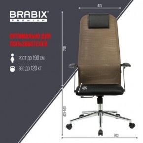 Кресло BRABIX PREMIUM "Ultimate EX-801" хром, плотная двойная сетка Х2, черное/коричневое, 532920 в Пойковском - poikovskii.mebel24.online | фото 6