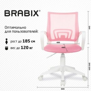 Кресло BRABIX "Fly MG-396W", с подлокотниками, пластик белый, сетка, розовое, 533008 в Пойковском - poikovskii.mebel24.online | фото 5