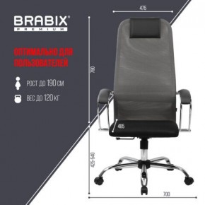 Кресло офисное BRABIX PREMIUM "Ultimate EX-800" хром, плотная двойная сетка Х2, черное/серое, 532912 в Пойковском - poikovskii.mebel24.online | фото 3