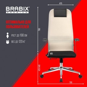 Кресло офисное BRABIX PREMIUM "Ultimate EX-801" хром, плотная двойная сетка Х2, черное/бежевое, 532919 в Пойковском - poikovskii.mebel24.online | фото 6