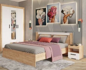 Кровать Адель 1.4 Настил из ДСП 2с дуб крафт золотой/белый в Пойковском - poikovskii.mebel24.online | фото 2