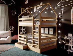 Кровать-домик двухъярусная 80*160 без покраски в Пойковском - poikovskii.mebel24.online | фото