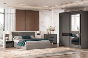 Кровать двойная №4 с основанием (Серый) в Пойковском - poikovskii.mebel24.online | фото 3