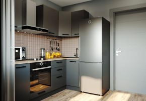 Кухня угловая Антрацит 2200х1000 (Стол. 38мм) в Пойковском - poikovskii.mebel24.online | фото 1