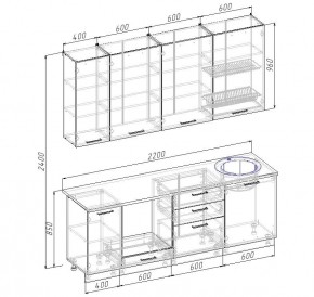 Кухонный гарнитур Дели 2200 (Стол. 26мм) в Пойковском - poikovskii.mebel24.online | фото 2