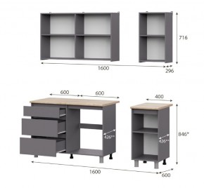 Кухонный гарнитур ДЕНВЕР (1600) Графит серый/Дуб Сонома в Пойковском - poikovskii.mebel24.online | фото 2