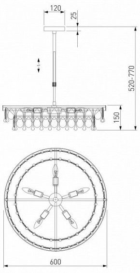 Люстра на штанге Eurosvet Sophie 60165/6 латунь в Пойковском - poikovskii.mebel24.online | фото 3