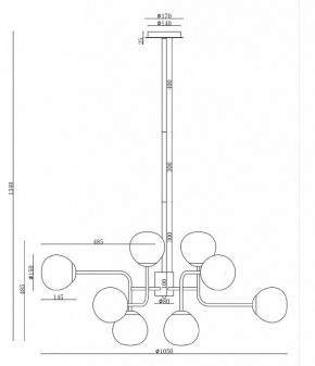 Люстра на штанге Maytoni Erich MOD221-PL-12-G в Пойковском - poikovskii.mebel24.online | фото 3