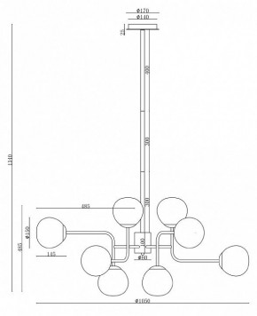 Люстра на штанге Maytoni Erich MOD221-PL-12-N в Пойковском - poikovskii.mebel24.online | фото 3