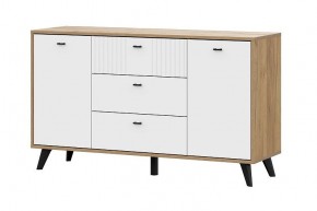 МИЛАН Комод 3 ящика двухстворчатый (Белый Матовый) в Пойковском - poikovskii.mebel24.online | фото