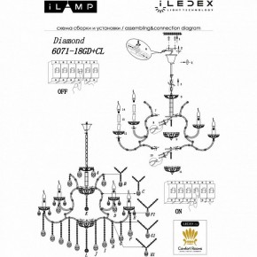 Подвесная люстра iLamp Diamond 6071-18 GD+CL в Пойковском - poikovskii.mebel24.online | фото 2