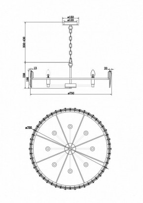 Подвесной светильник Maytoni Puntes MOD043PL-08CH в Пойковском - poikovskii.mebel24.online | фото 4
