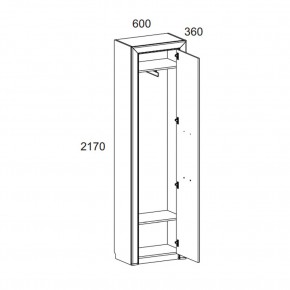 Шкаф 1DW, OLIVIA, цвет вудлайн крем/дуб анкона в Пойковском - poikovskii.mebel24.online | фото 2