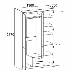 Шкаф 3D2S Z, OLIVIA, цвет вудлайн крем/дуб анкона в Пойковском - poikovskii.mebel24.online | фото