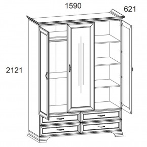 Шкаф 3D4S Z, TIFFANY, цвет вудлайн кремовый в Пойковском - poikovskii.mebel24.online | фото 1