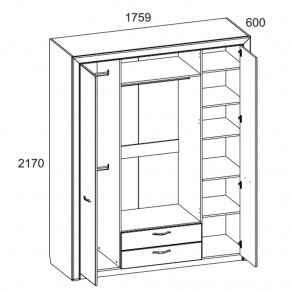 Шкаф 4D2S Z, OLIVIA, цвет вудлайн крем/дуб анкона в Пойковском - poikovskii.mebel24.online | фото