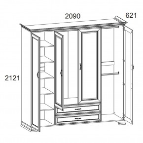 Шкаф 4D2S Z, TIFFANY, цвет вудлайн кремовый в Пойковском - poikovskii.mebel24.online | фото 1