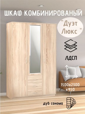 Шкаф комбинированный Дуэт Люкс с зеркалом в Пойковском - poikovskii.mebel24.online | фото 1