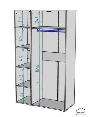 Шкаф Linnea MHR-3-1 2050х1200х510 (Белый-М 11.1.1) в Пойковском - poikovskii.mebel24.online | фото 3