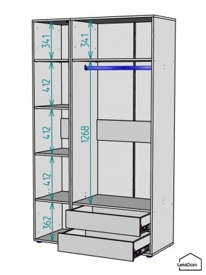 Шкаф Linnea MHR-3-2 2050х1200х510 (Белый-М 11.1.1) в Пойковском - poikovskii.mebel24.online | фото 3