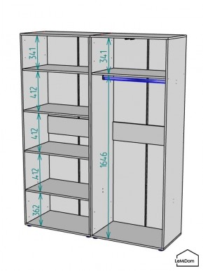 Шкаф Linnea MHR-4-1 2050х1600х510 (Графит-М 11.1.25) в Пойковском - poikovskii.mebel24.online | фото 3