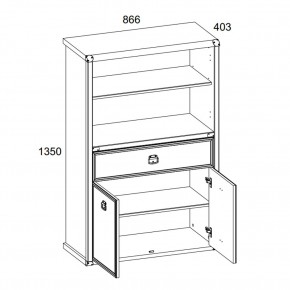 Шкаф открытый 2D1S, MAGELLAN, цвет Сосна винтаж в Пойковском - poikovskii.mebel24.online | фото 3