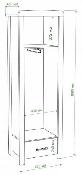 Шкаф платяной Бартоло Ш1Д в Пойковском - poikovskii.mebel24.online | фото 2