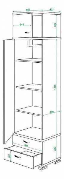 Шкаф платяной Домино КС-10 в Пойковском - poikovskii.mebel24.online | фото 3