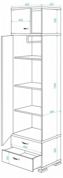 Шкаф платяной Домино КС-10 в Пойковском - poikovskii.mebel24.online | фото 2