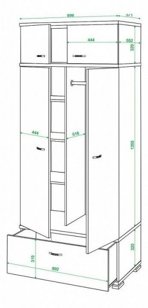 Шкаф платяной Домино КС-20 в Пойковском - poikovskii.mebel24.online | фото 3