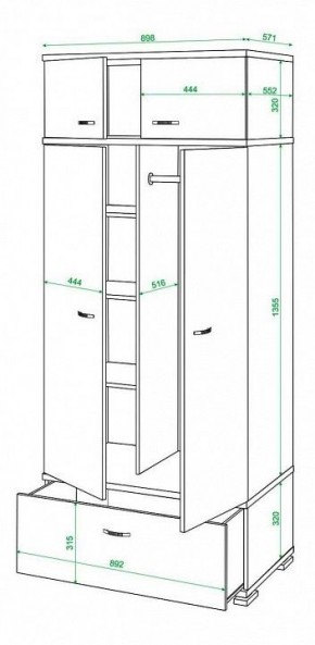 Шкаф платяной Домино КС-20 в Пойковском - poikovskii.mebel24.online | фото 3