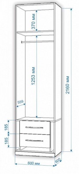 Шкаф платяной Нобиле Пл-60/60 в Пойковском - poikovskii.mebel24.online | фото 2