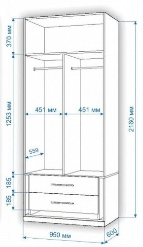 Шкаф платяной Нобиле Пл-95/60 в Пойковском - poikovskii.mebel24.online | фото 3