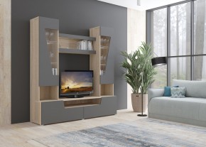 Стенка АНТАЛИЯ 2 (Сонома/Графит софт) в Пойковском - poikovskii.mebel24.online | фото 3