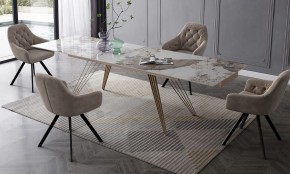 Стол ACERRA NEW 160 GLOSS LUXURY PANDORA SOLID CERAMIC/ каркас цвета шампань, ®DISAUR в Пойковском - poikovskii.mebel24.online | фото 3
