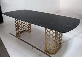 Стол CHIAVARI 220 KL-116 Черный мрамор матовый, итальянская керамика / бронзовый, ®DISAUR в Пойковском - poikovskii.mebel24.online | фото 4