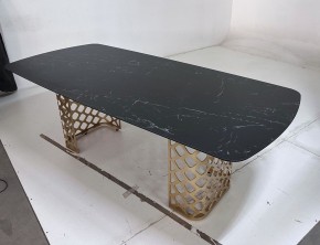 Стол CHIAVARI 220 KL-116 Черный мрамор матовый, итальянская керамика / бронзовый, ®DISAUR в Пойковском - poikovskii.mebel24.online | фото 6
