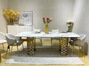 Стол CHIAVARI 220 KL-188 Контрастный мрамор матовый, итальянская керамика / Шампань, ®DISAUR в Пойковском - poikovskii.mebel24.online | фото 2