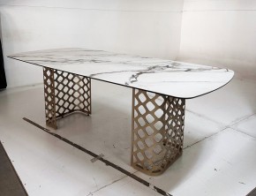 Стол CHIAVARI 220 KL-188 Контрастный мрамор матовый, итальянская керамика / Шампань, ®DISAUR в Пойковском - poikovskii.mebel24.online | фото 6
