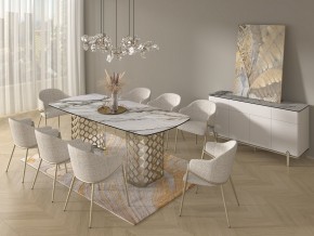 Стол CHIAVARI 220 KL-188 Контрастный мрамор матовый, итальянская керамика / Шампань, ®DISAUR в Пойковском - poikovskii.mebel24.online | фото 9