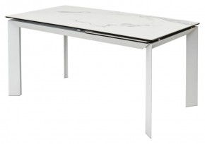 Стол CREMONA 140 HIGH GLOSS STATUARIO Белый мрамор глянцевый, керамика/ белый каркас, ®DISAUR в Пойковском - poikovskii.mebel24.online | фото 1