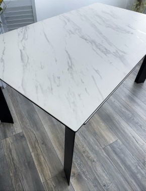 Стол CREMONA 140 KL-99 Белый мрамор матовый, итальянская керамика / черный каркас, ®DISAUR в Пойковском - poikovskii.mebel24.online | фото 3