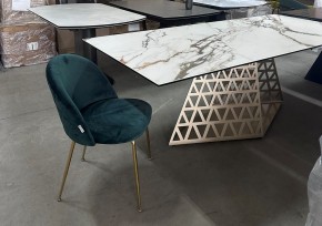 Стол ENNA 220 KL-188 Контрастный мрамор матовый, итальянская керамика/ каркас цвета шампань, ®DISAUR в Пойковском - poikovskii.mebel24.online | фото 8