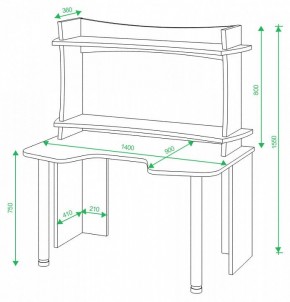 Стол компьютерный Домино Lite СКЛ-Игр140+НКИЛ140ВЛ в Пойковском - poikovskii.mebel24.online | фото 2