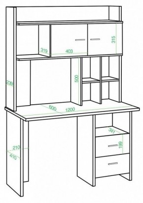 Стол компьютерный Домино lite СКЛ-Прям120+НКЛХ-120 в Пойковском - poikovskii.mebel24.online | фото 2