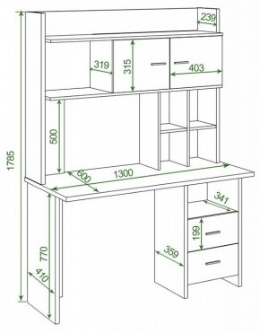 Стол компьютерный Домино Lite СКЛ-Прям130Р+НКЛХ-130 в Пойковском - poikovskii.mebel24.online | фото 2