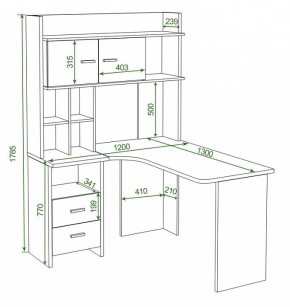 Стол компьютерный Домино Lite СКЛ-Угл130+НКЛХ-120 в Пойковском - poikovskii.mebel24.online | фото 2