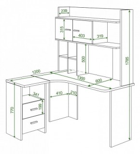 Стол компьютерный Домино Lite СКЛ-Угл130+НКЛХ-130 в Пойковском - poikovskii.mebel24.online | фото 2