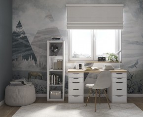 Стол письменный Ингар 2/55 140x75x55, дуб беленый/белый в Пойковском - poikovskii.mebel24.online | фото 4